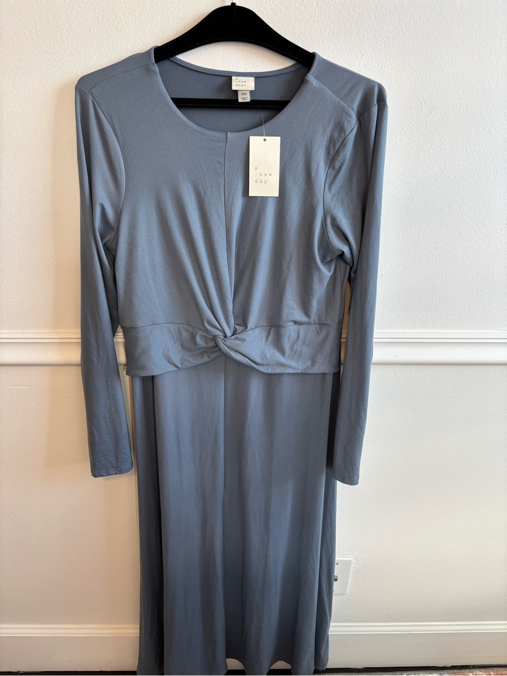 a new day Slate Blue Long Sleeve Knot Front Maxi Dress